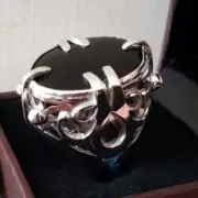 Natural Agate Ring Real Yemeni Big Aqeeq Antique Design Sterling Silver 925 Ring