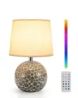 Ceramic Cordless Table Lamp with Timer, Remote, RGB Dimmable, Rechargeable Ba...