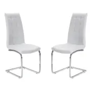 Raimon Furniture Set of 2 Hanson Faux Leather Dining Chair - Chrome Legs - White