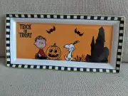 Peanuts Halloween Ceramic Serving Tray Platter Snoopy Linus Trick or Treat