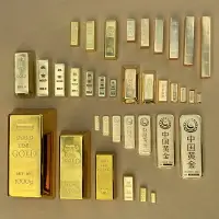 在飛比找樂天市場購物網優惠-仿真假金磚道具黃金塊銀行金店展示模型純銅樣品大金條擺件裝飾品