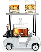 Golf Decanter Whiskey Decanter and 2 Whiskey Glasses - The Wine Savant, Golf Gifts for Both Men & Women, Golf Accessories, Golfer Gifts, Based on A Replica Golf Cart (850ml Decanter - 8 Ounce Glasses)