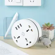 Power Board Strip 3 USB+3 Socket Outlets Extension Cord Charger Charging Round.