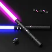 Jvmusaber Metal-Hilt Force-Fx Dueling-Double Lightsaber - Rechargeable 2-in-1 Legacy Saber, 15 Colors, Real for Adults, Suitable for Gifts (Black)