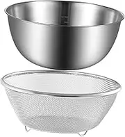 Ciieeo Stainless Steel Strainer Bowl Rice Cleaner Strainer Fruit Basket for Kitchen Drain Basket Multi-Functional