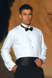 NEW FREE GOLD STUDS LINKS 100% COTTON WHITE FRENCH CUFF WING COLLAR TUXEDO SHIRT