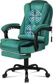 ALFORDSON Ergonomic Office Chair with Massage, Footrest & 150°Recline, Velvet Executive Managerial Chair with SGS Gas-Lift, Swivel Gaming Chair for Computer Task Desk, Max 180kg (Velvet Green)