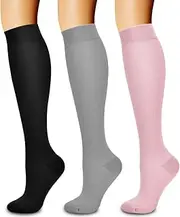 [Laite Hebe] Compression Socks,(3 Pairs) Compression Sock Women & Men - Best Running, Athletic Sports, Crossfit, Flight Travel