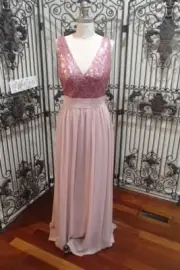 V448 B2 JASMINE B183063 PRIMROSE SZ 14 $229 SEQUIN PINK FORMAL GOWN DRESS