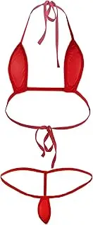 [ENGKELAI] Women's Sexy Bikini Swimsuit Set with Transparent Thin mesh Three Point Thong Underwear