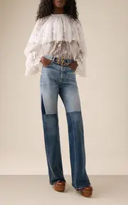 [Chloé] Patchwork Rigid High-Rise Flared-Leg Jeans