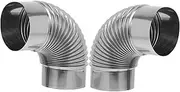 Tofficu 2pcs Stainless Steel Flue Elbow Pipe Chimney Tube for Indoor Kitchen Ventilation Leakproof Connection Versatile Exhaust for Water Heaters Range Hoods