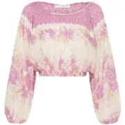 NWT SPELL & THE GYPSY Coco Lei Peasant Top in Lilac Size XS