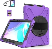 Tablet PC Case Compatible with Samsung Galaxy Tab Active Pro 10.1" 2019 T540/545/547 Heavy Duty Protective Cover Shockproof Rugged Case W Shoulder Strap&Rotating Kickstand&Handle (Purple)