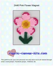 Pink Flower Magnet-Plastic Canvas Pattern or Kit