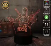 3D LED Deadpool Super Hero Night Light Illusion Table Desk Lamp Gift 7 Color