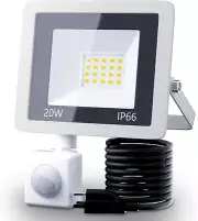 20W Plug in LED Motion Sensor Flood Light, PIR Induction Lamp Dusk to Dawn