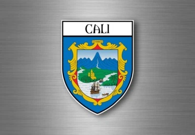 Sticker decal souvenir car coat of arms shield city flag cali colombia