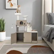 Costway2 In 1 Cat Tree with Litter Box Enclosure for Indoor Cars