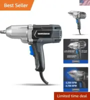 Efficient 7.5-Amp Corded Impact Wrench with Rocker Switch & Metal Gearbox