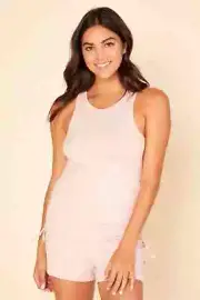 Cosabella MOLLY Ballet Pink Stretch Modal Knit Shirred Tank Top & Short - S