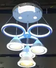 Modern white LED Crystal Chandelier 3 Rings Adjustable Ceiling Pendant Light