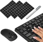 120 pcs Raised Keyboard Stickers for Long Nails, Adhesive Keycap Riser with Paint Pen, Silicone Keyboard Protectors for Laptop, Desktop, Gaming - Black, Trapezoidal