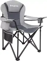 KingCamp Oversized Camping Folding Chair with Lumbar Support, 1 Pack, Grey