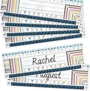 Boho Desk Name Tags for Classroom 25 Student Name Plates with Alphabet Multiplication Chart Fractions,Teacher Name Plates for Classroom Kindergarten,Preschool,1st to 5rd Grade