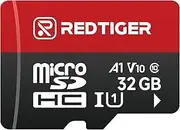 REDTIGER High Speed 32GB Micro SD Card with Adapter,microSDHC UHS-I Class 10, U1, V10 A1, Support for Dash Cameras and Video Recording
