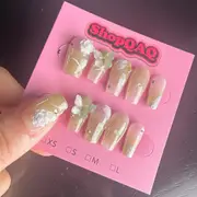 Enchanted Forest Press-On Nails - Spring/Summer Brightening Hand-Painted Gel with Clear Gradient