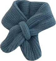 [Goodbag] Kids Knitted Scarf Winter Soft Warm Neck Warmer Fashion Solid Color Toddler Baby Scarves, Fog Blue, One Size