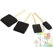 Maciun Foam Paint Brushes | Foam Sponge Wood Handle Paint Brush Set of 4 | Wood Handles Sponge Foam Brush Painting Foam Brush Tool in Black for Acrylics, Art, Varnishes, Crafts, Stains