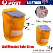 Wall Mounted Solar Strobe Flashing Light Outdoor Motion Sensor Alarm 129db IP65