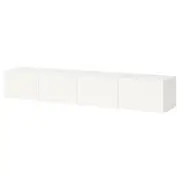 BESTÅ TV bench with doors, white/Selsviken high-gloss white, 240x42x38 cm