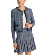 Misook Tweed Knit Fringe Trim Jacket