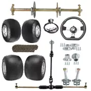 810mm Go Kart Rear Axle kit Brake 5" Wheels Front Steering Assembly Drift Trike