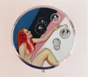 Art Deco Flapper Pill Box Case Pillbox Holder Trinket Stash Bubbles Whimsical