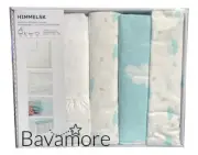IKEA HIMMELSK 4-piece Bedlinen Set for Crib, White/ Turquoise 27 1/2 x 52 "