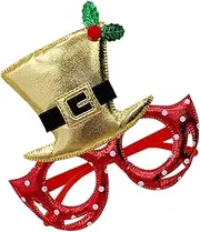 [Generic] Christmas Glasses Frame,Cute Eyewear Glitter Glasses | Costumes Eyewear, Top Hat Shape Christmas Party Glasses for Kids Boys Girls