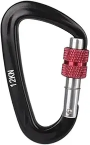 D Shape Accessories Aluminum Mountaineering Carabiner Key Carabiner Carabiner(Black 12kn)