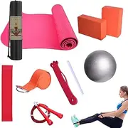 Beginner Yoga Kit, Exercise Mat with Yoga Ball, Portable Resistance Band, Exercise Equipment for Home Gym Pilates, Stretching