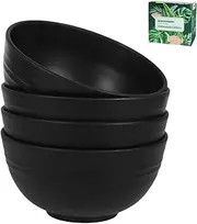 greenandlife 24oz/4PCS Wheat Straw Cereal Bowls, Lightweight Unbreakable Noodle Fruit Soup Rice Bowls Dishwasher Microwave Safe Bowl Sets, Non-toxin, BPA Free, Black