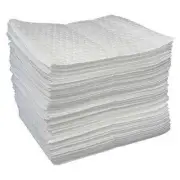 Oil Absorbent Pads White 15x19 Spill Cleanup Polypropylene 28 Gal 200 Pack