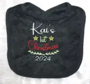 Christmas Baby Bib | Burb cloth / smock | Personalised Gift | My 1st Christmas B