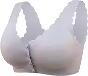 [Generic] Padded Sports Bras Closure Extra-Elastic Breathable Adjustable Women's Bra Lace Seamless Sports Bras (Grey-b, XXXL)