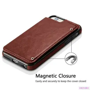 適用於磁性皮革錢包盒卡槽防震翻蓋為iPhone X XS XR XS MAX 8 7 6 6S Plus手機殼