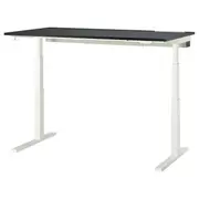 MITTZON desk sit/stand, electric black stained ash veneer/black white, 160x80 cm