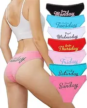 [Buankoxy] Women's Cotton Bikini Briefs Underwear Week Days Printed Panties 7 Pack