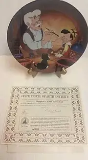 WALT DISNEY GEPPETTO CREATES PINOCCHIO PLATE KNOWLES FIRST ISSUE PLATE # 3798
